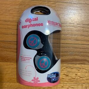 Limited Too Digital Blue Digital Headphones Peace Sign New In Box